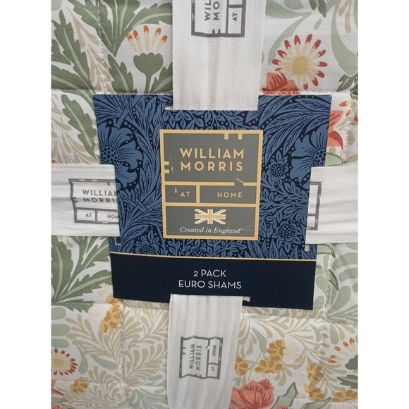 WILLIAM MORRIS BOWER SAGE 2 EURO PILLOW SHAMS SET with INSERTS NEW - Picture 2 of 7